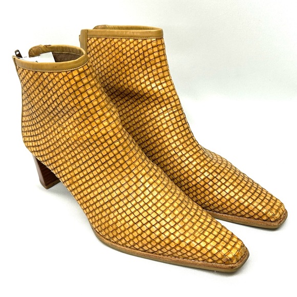 Stuart Weitzman Woven Braided Ankle Boots Booties 11 / 41 Snip Toe Zip Up - Picture 5 of 13